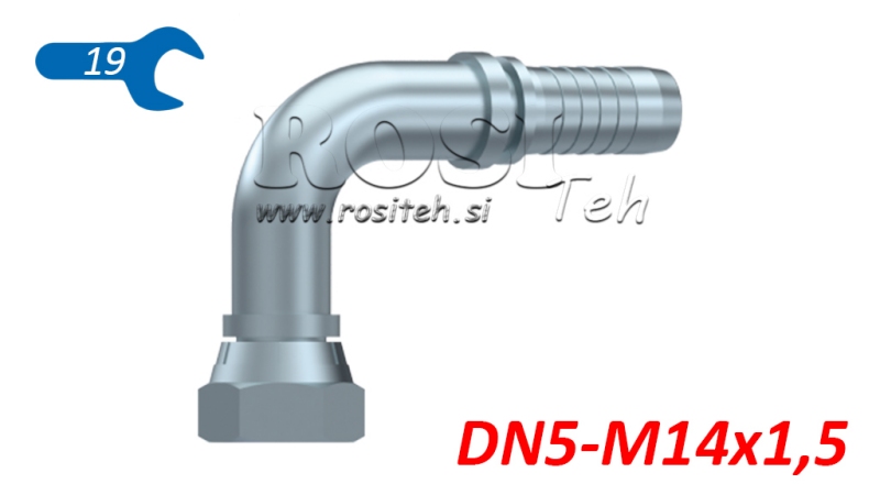 HIDRAULISKĀ SAVIENOJUMS BSP SIEVIETES ELBOW 90° DN5-M14X1.5