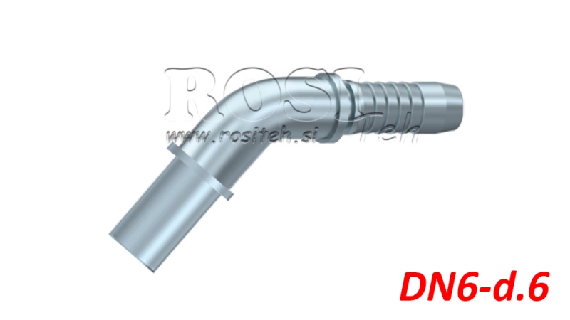HYDRAULICKÁ PŘIPOJOVACÍ HADICE PŘECHODOVÝ LOM 45° DN6-d.6