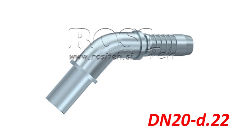 HYDRAULICKÁ PŘIPOJOVACÍ HADICE PŘECHODOVÝ LOM 45° DN20-d.22