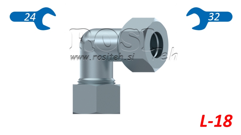 HYDRAULISK ELBOW L-18 MED MØTRIK