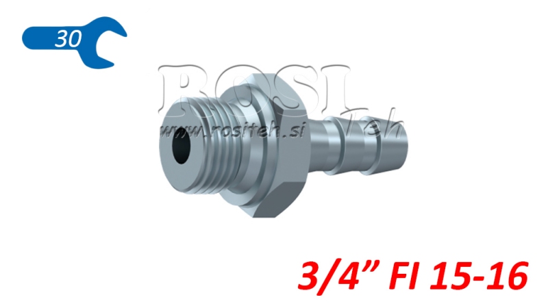 HIDRAULISKĀ VĪRIETISKAIS SAVIENOJUMS 3/4 RUBBER HOSE Φ 15-16