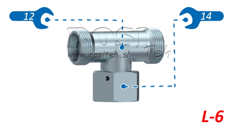 HIDRAULISKAIS T-GABALS L-6 AR CENTRĀLO GROZĀMO UZGRIEZNI M12X1,5