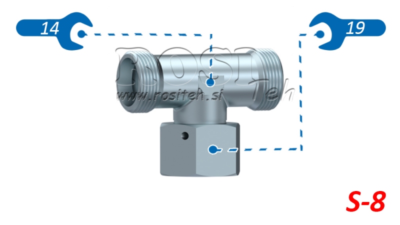 HIDRAVLIČNI T KOM S-8 Z VRTLJIVO MATICO CENTRALNO M16x1,5