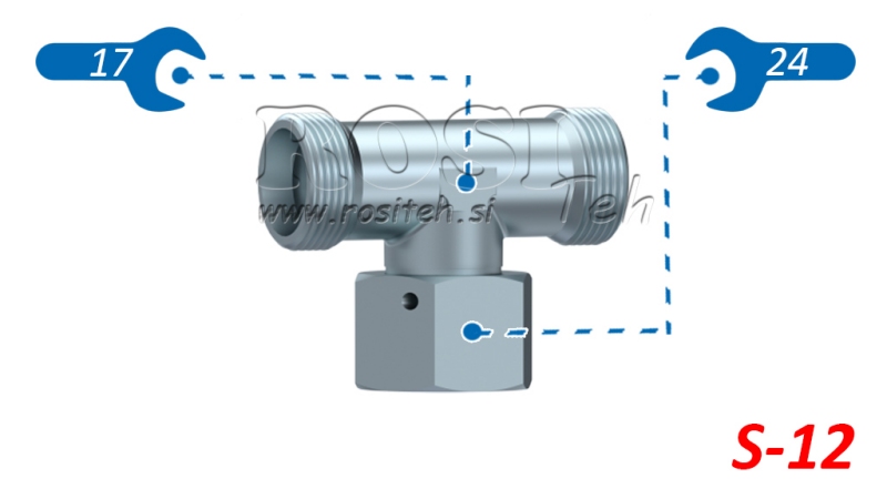 HIDRAULISKAIS T-GABALS S-12 AR CENTRĀLO GROZĀMO UZGRIEZNI M20X1,5