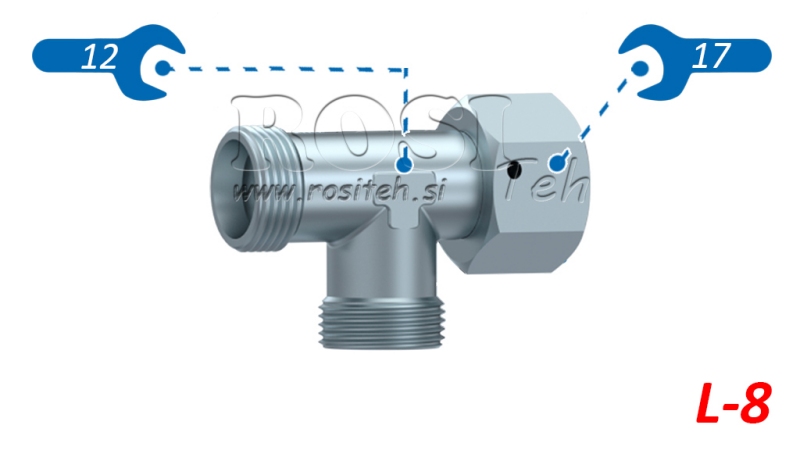 HIDRAVLIČNI T KOM L-8 Z VRTLJIVO MATICO STRANSKO M14x1,5