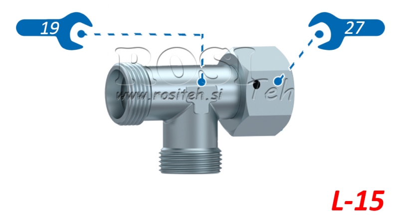 HIDRAULISKAIS T-GABALS L-15 AR SĀNU GROZĀMO UZGRIEZNI M22X1,5