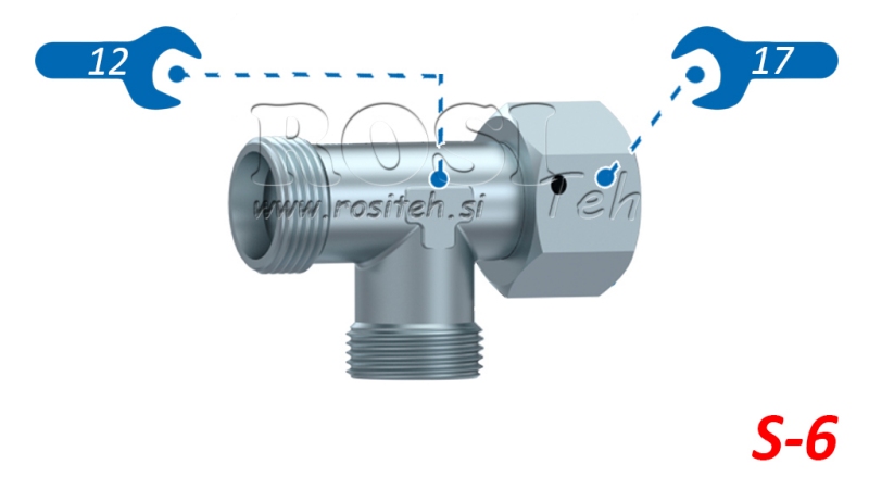 HIDRAVLIČNI T KOM S-6 Z VRTLJIVO MATICO STRANSKO M14x1,5 