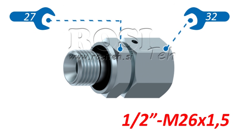 HIDRAULISKAIS IESKRŪVĒJAMAIS ADAPTERIS AOVR ED BSP 1/2-(18L) M26X1,5