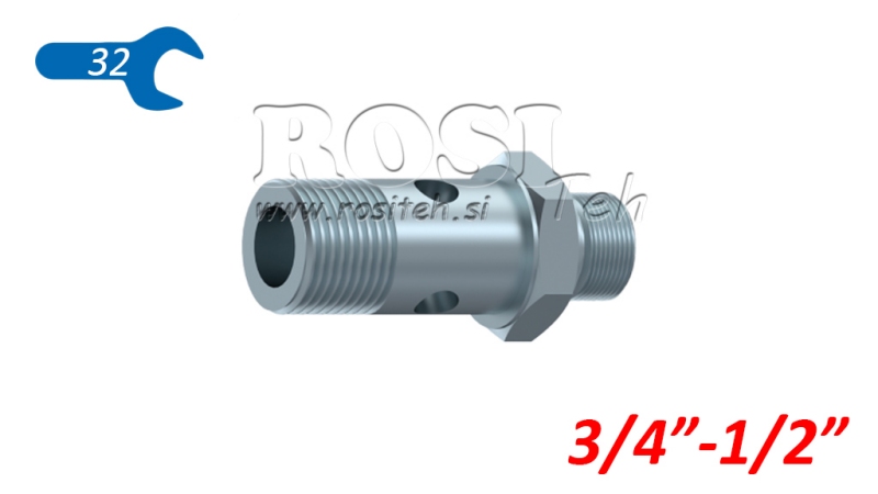 HIDRAULISKAIS BANJO BOLTS BSP 3/4 AR PAGARINĀTU VĪTNI BSP 1/2