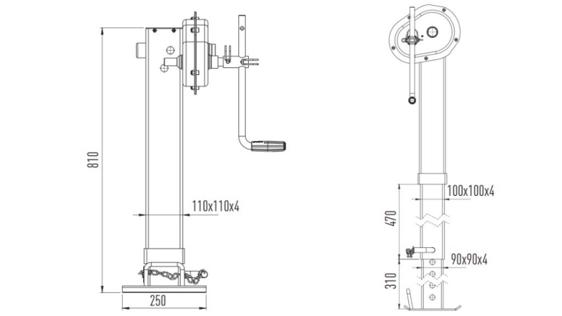 TRÅDSTØTTEBEIN 400mm - 10,000kg