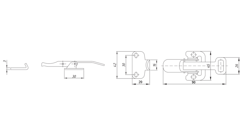 PIEKABES SĀNU PANEĻA AIZVĒRĒJS, NAPA L TIPS