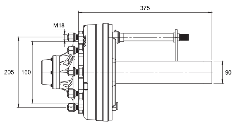 PUSASS AR BREMZĒM - 5250 kg (6 SKRŪVES) - 290 mm