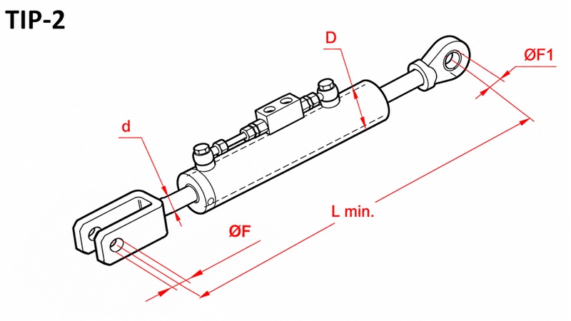 HIDRAULISKĀ SĀNU PACELŠANAS ATSAITE - CASE-IH 80/40MIN.550 TIPS (2) Φ 25/25