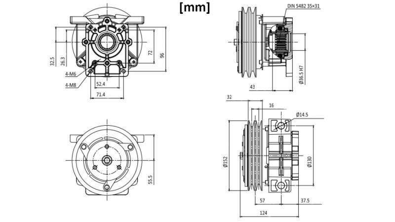EL. MAGNETISK KOBLING 12V TIL PUMPE GR.2 dimensioner