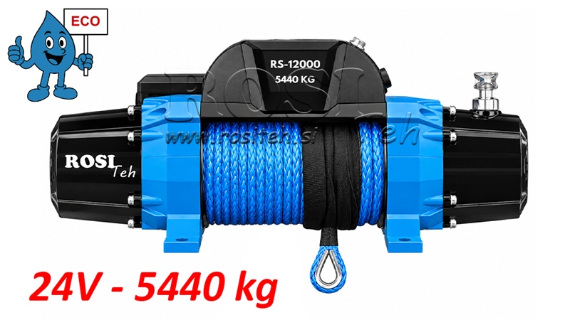 24 V ELEKTRISKĀ VINČA RS-12000 - 5440 kg - SINTĒTISKĀ VIRVE - ECO