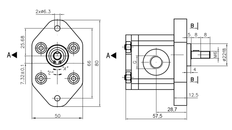 HYDRAULIC PUMP 00A0.5X032 GR.0 - 0,5cc - LEFT