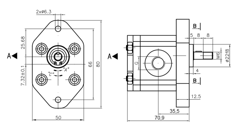 HYDRAULPUMP 00A2X032 GR.0 - 2cc - VÄNSTER