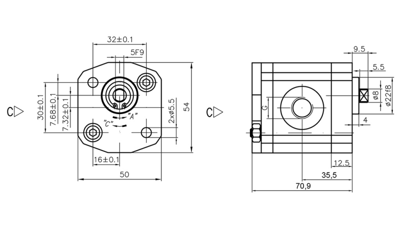 HYDRAULIC PUMP 00C2X033 GR.0 - 2cc - RIGHT