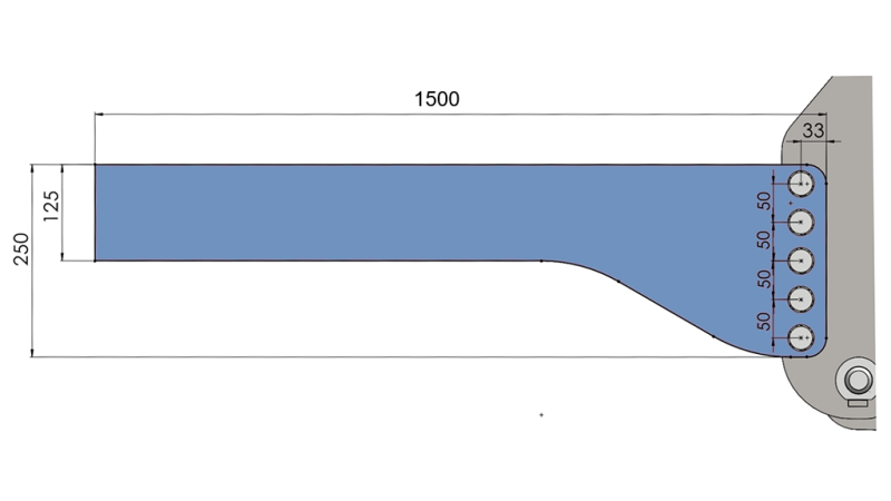 UNIVERSĀLA MONTĀŽAS KONSOLE TRAKTORA PRIEKŠĒJAI HIDRAULIKAI CAT. 2 & CAT. 3 (1500 mm)