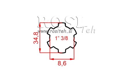 KARDAN ADAPTER 1-3/8 DUBBELZIJDIG (200 mm)