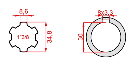ΑΝΤΑΠΤΟΡΑΣ ΚΑΡΝΤΑΝ 1-3/8 - ΟΠΗ fi 30 mm (145 mm)