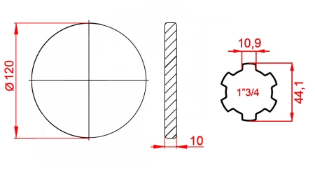 ADAPTER P.T.O. Z FLANGĄ 1 3/4 L120