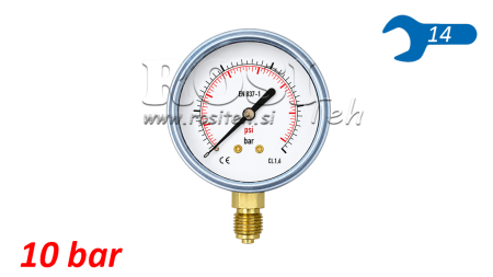 MANOMETRS DN63 VERTIKĀLS 0 - 10 BAR - 1/4