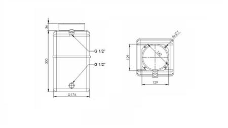RESERVATÓRIO PVC ROLLO PP 8 LITROS HORIZONTAL-VERTICAL - dimensões