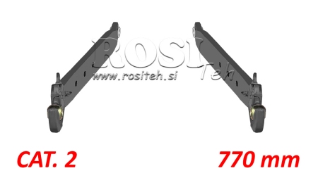 TRĪSPUNKTU UZKARES APAKŠĒJĀS SVIRAS CAT. 2 - 70x20 mm - 770 mm (75 HP)