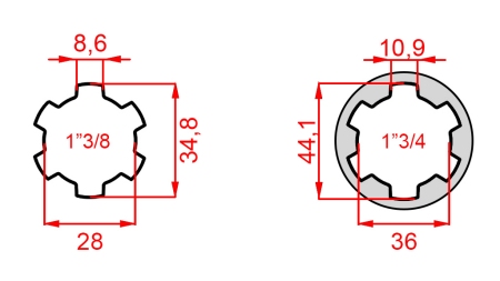 KARDANSKI NASTAVEK iz 1-3/4 na 1-3/8 (165 mm)