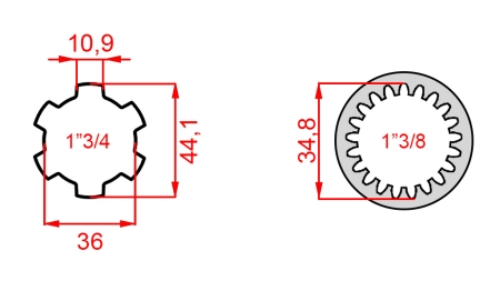 KARDANSKI NASTAVEK iz 1-3/8 (21 zob) na 1-3/4 (150 mm)