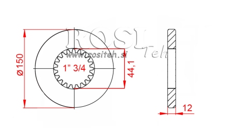 KARDĀNA ADAPTERIS AR ATLĒGU UN TAPU 1-3/4 (80 mm) (20 RIEVAS)