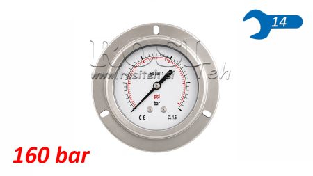 MANOMETRS DN63 AIZMUGURĒ 0 - 160 BAR - 1/4