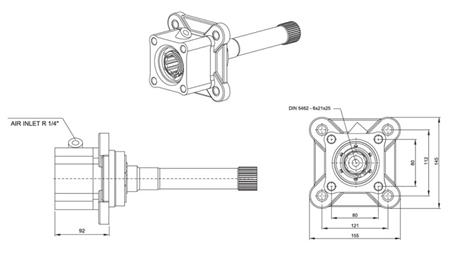 Dimensões DE SAÍDA PARA BOMBA HIDRÁULICA - VOLVO SR-1700-1