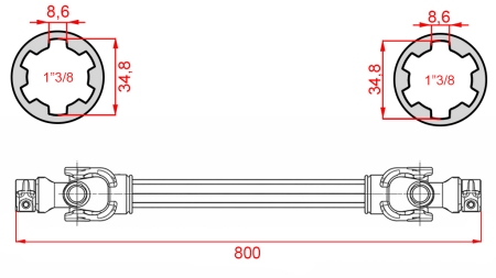 CE HOMOLOGIRANA KARDANSKA GRED profi line KAT.2 dolžine 800mm