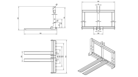 PORTA-PALETES PARA ENGATE DE 3 PONTOS 600KG