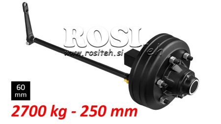 PUSASS AR BREMZĒM - 2700 kg (6 SKRŪVES) - 250 mm