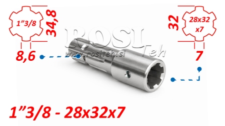 KARDANSKI NASTAVEK iz 28x32x7 (6 zob) na 1-3/8 (145 mm)