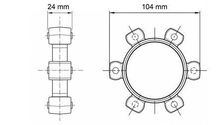 ZVAIGZNES TIPA SAKABE GUMIJAS IELIKTNIM ND43-ND44 (104mm)