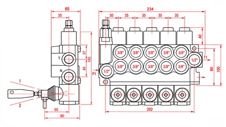 HIDRAULISKAIS ROKAS VĀRSTS – 5 SEKCIJU SADALĪTĀJS 5xR40 ECO