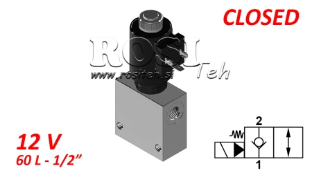 2-WAY VALVE 1/2 (NC) 12V - 60LIT