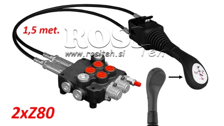 JOYSTICK WITHOUT BUTTON - BOWDEN CABLE 1,5 m + HYDRAULIC VALVE 2xZ80