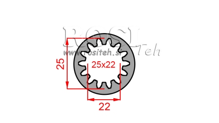 KARDĀNA ADAPTERIS UZMA 25X22 (14 RIEVAS) (45mm)