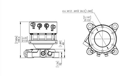 14045 - ROTATOR HIDRÁULICO CR300 - 3000/1500 FLANGE DUPLO
