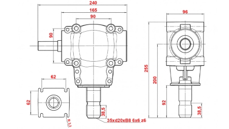 VINKELGEARKASSE L-150J 1:1.14 (16HP-12KW)