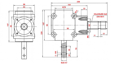 LEŅĶA REDUKTORS L-155J 1: 1.14 (16HP-12KW)