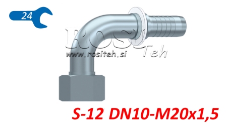 HIDRAULISKĀ SAVIENOJUMS DKOS 12 AR SIEVIŠĶU ELBOW 90 DN10-M20X1.5