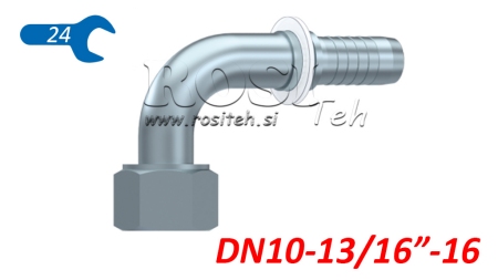 HIDRAULISKĀ SAVIENOJUMS DKORFS SIEVIŠĶA ELBOW 90° DN10-13/16-16