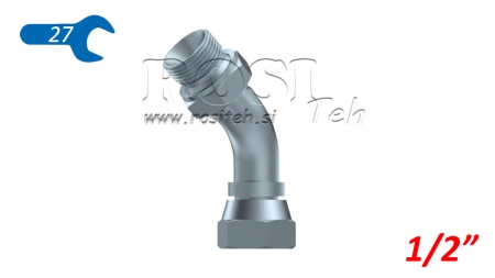 HIDRAULISKAIS ELBOW 45° BSP VĪRIŠĶĪGIE-SIEVIŠĶĪGIE 1/2