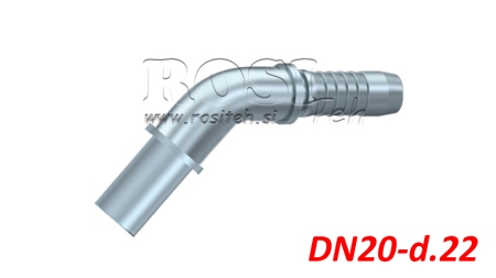 HYDRAULICKÁ PŘIPOJOVACÍ HADICE PŘECHODOVÝ LOM 45° DN20-d.22